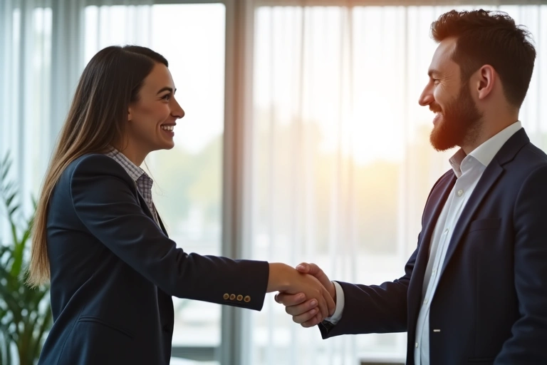 Personas saludándose, simbolizando comunicación y el inicio de una cita